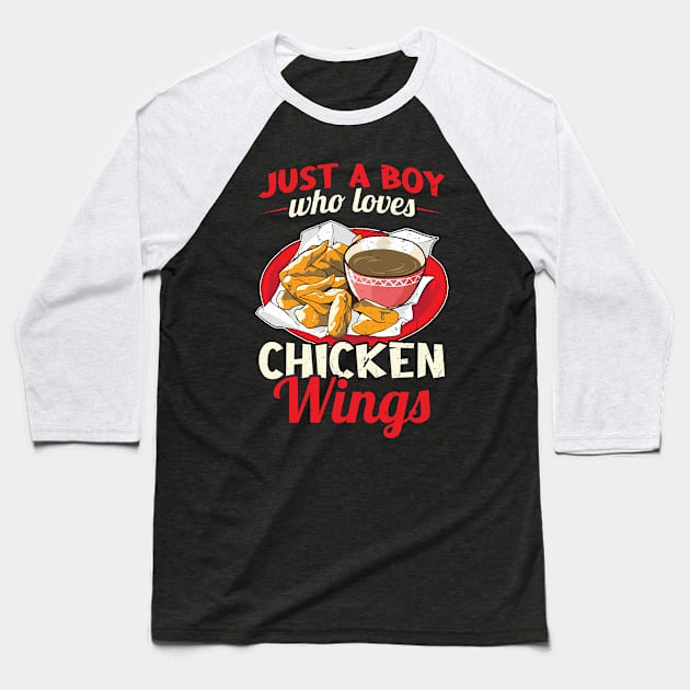 Just a boy who loves Chicken Wings Baseball T-Shirt by Peco-Designs
